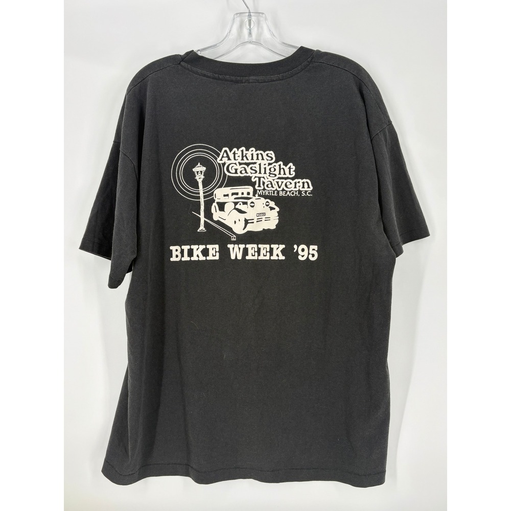 Atkins Gaslight Tavern Bike Week 95 T Shirt Black Mens X Large Hanes Heavyweight